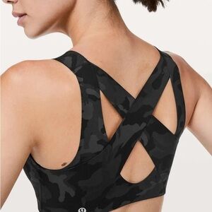 Lululemon Athletica Enlite Bra - Black Camo Cross-Back Sports Bra